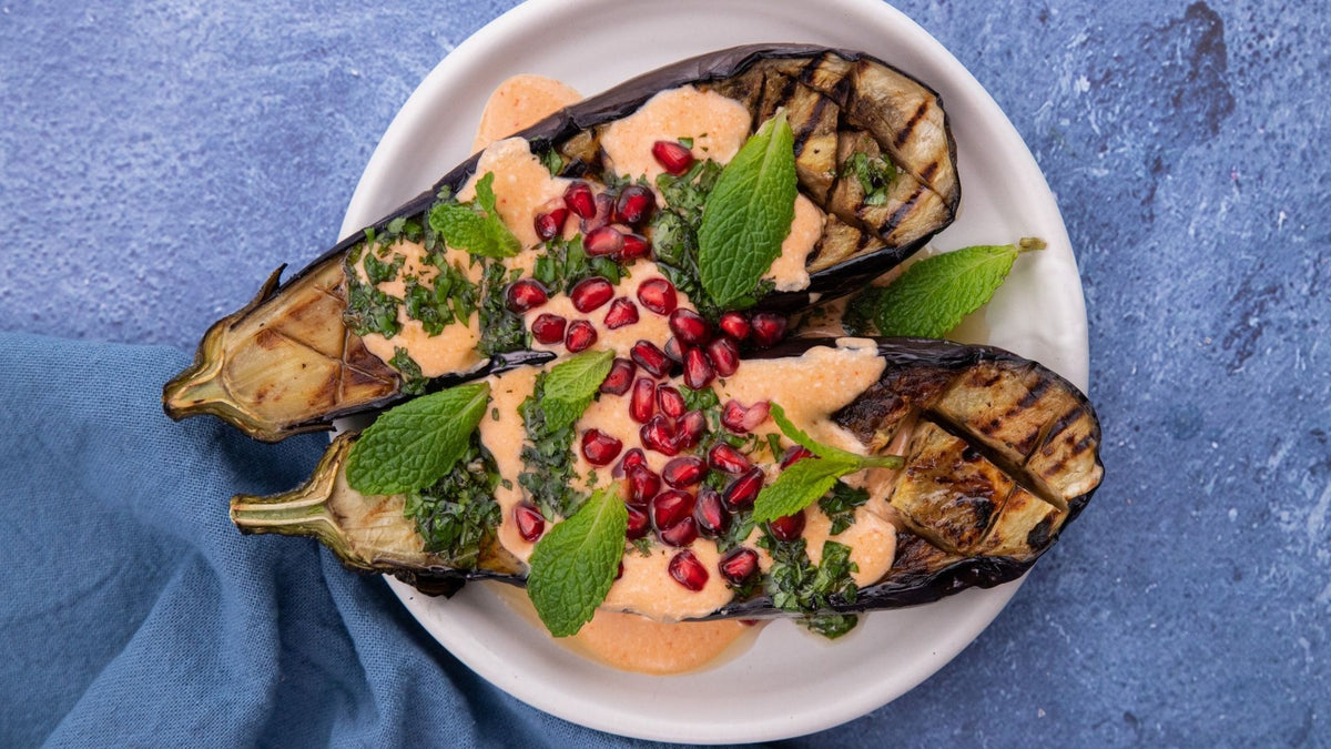 BBQ Aubergine with Chilli Buttermilk & Herb Sauce – Airborne Honey