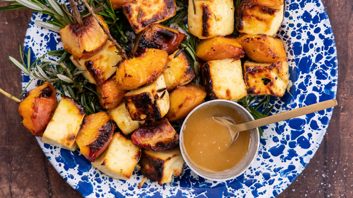 BBQ Peach & Halloumi Skewers